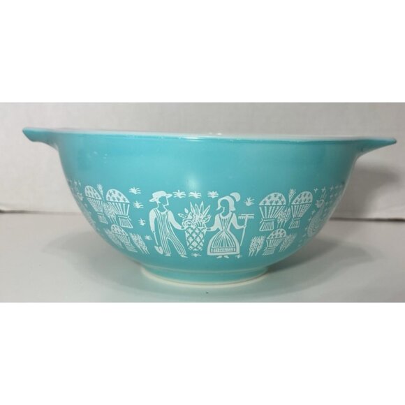 Pyrex Amish Turquoise Teal Butterprint Cinderella Nesting Mixing Bowls Set of 3 - Picture 6 of 11